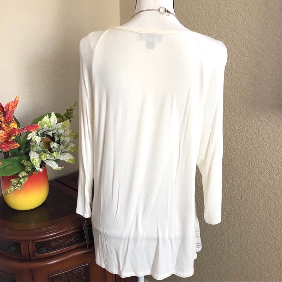 AB Studio 3/4 Sleeve Sheer Overlay Top - Picture 5 of 8